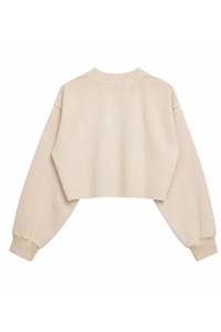 Women Cropped Exposed Seam Sweatshirt