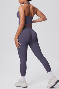 Women's Seamless Set:Halterneck Bra And High Waist Leggings