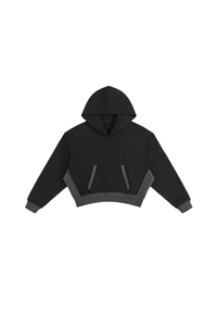 Women's Fall 100% Cotton Contrast-Stitch Boxy Cropped Hoodie