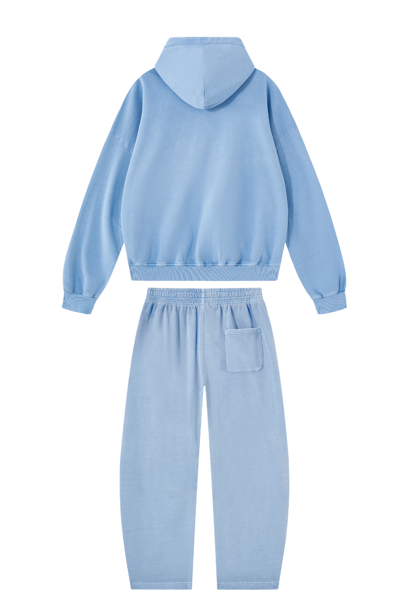Women's 100% Cotton Fall Washed Hoodie & Curved Sweatpant Set