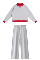 Women's Fall Fleece Mock Neck Sweatsh & Sweatpants Set