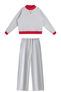 Women's Fall Fleece Mock Neck Sweatsh & Sweatpants Set