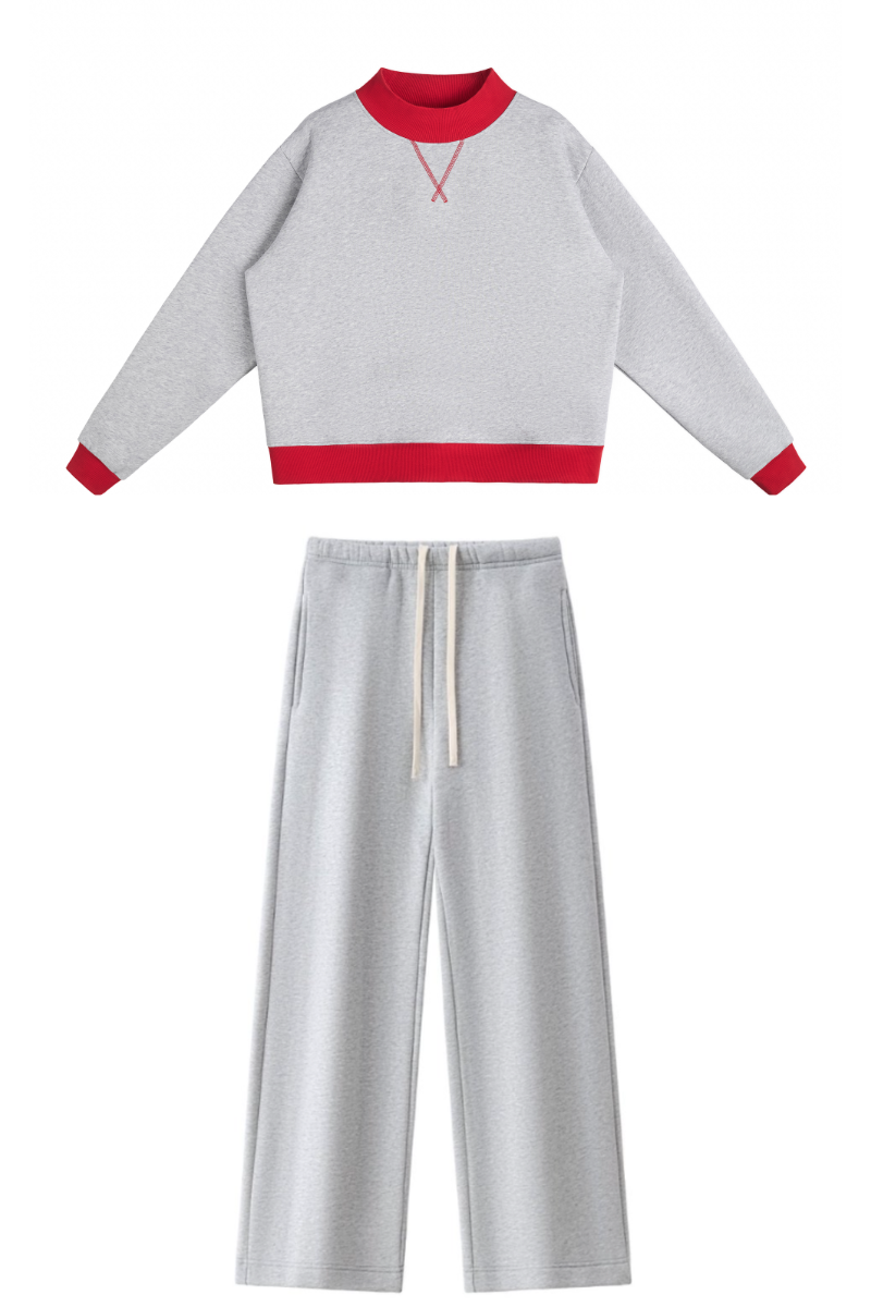 Women's Fall Fleece Mock Neck Sweatsh & Sweatpants Set