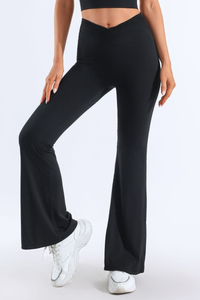 Women's Pleated Waist High-Stretch Yoga Flared Pants