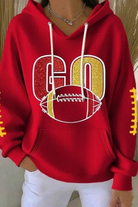 Women's Fall Christmas Print Ribbed Hoodie