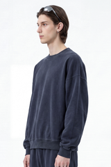 Men's Fall 100% Cotton Streetwear Washed Relaxed Pullover
