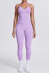 High-Waist Seamless Yoga Set - Halter Neck, Quick-Dry Fitness Outfit
