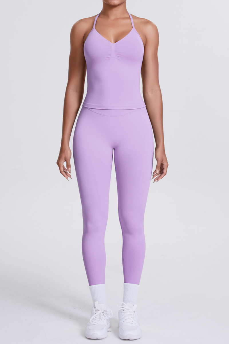 High-Waist Seamless Yoga Set - Halter Neck, Quick-Dry Fitness Outfit