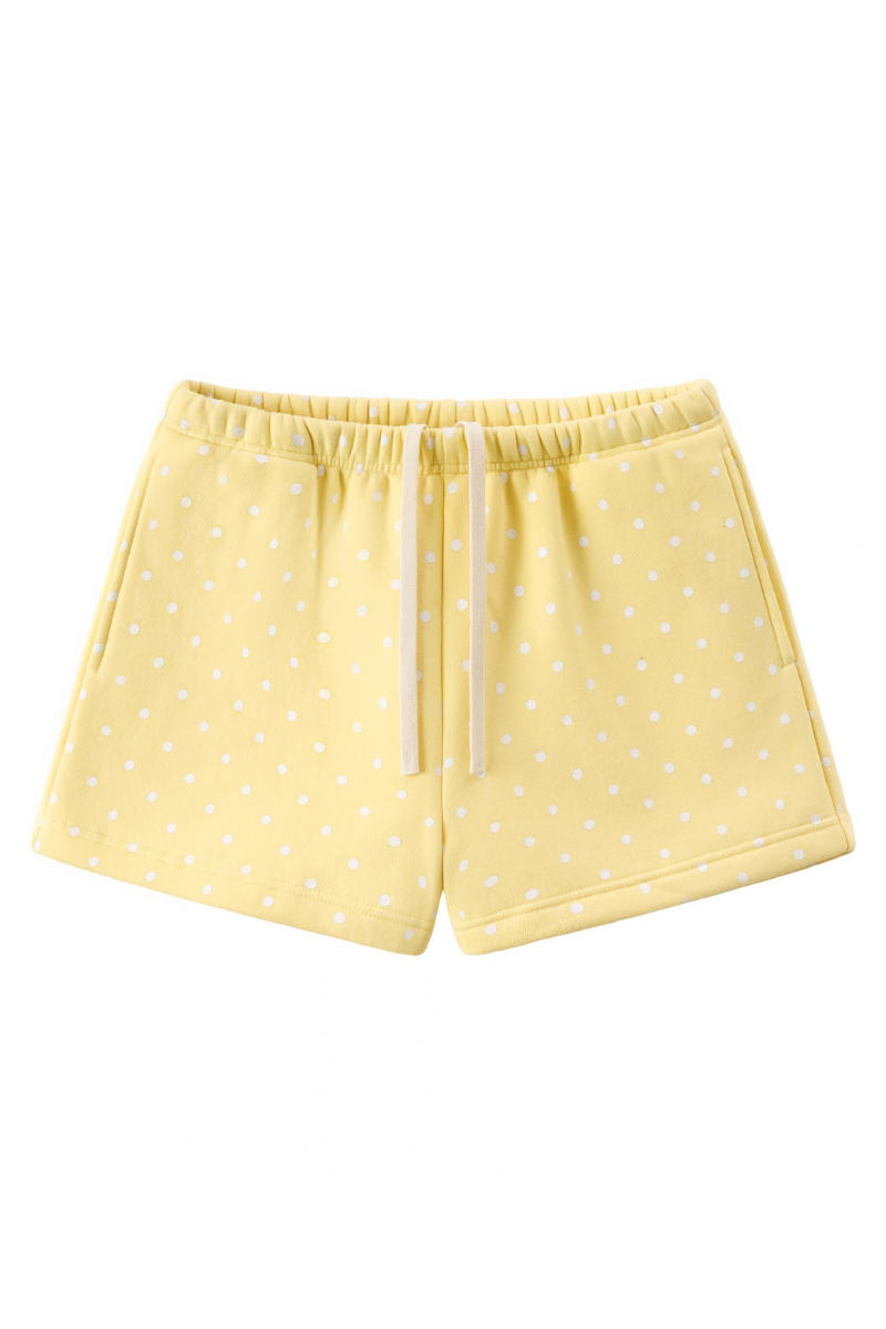 Unisex Fall Polka Dot Elastic Waist Drawstring Casual Shorts
