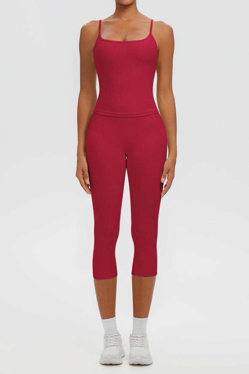 Women's Athletic Tank Top & High Waist Capri Leggings Set