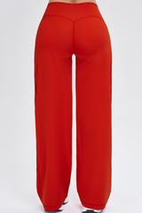 Women's High Waist V-Seam Butt Lifting Draped Wide Leg Pants