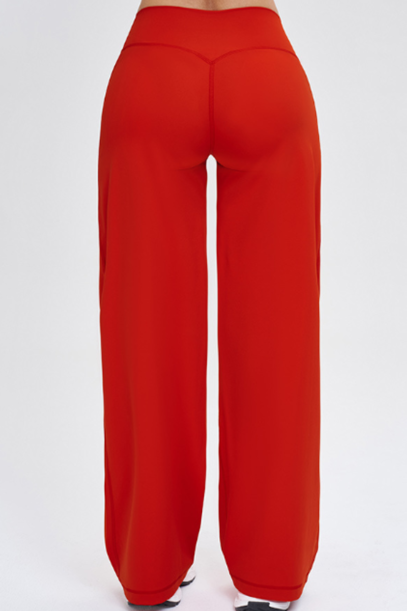 Women's High Waist V-Seam Butt Lifting Draped Wide Leg Pants