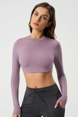 Women Slim-Fit Crop Naked-Feel Long Sleeve Yoga & Running Sportswear Top