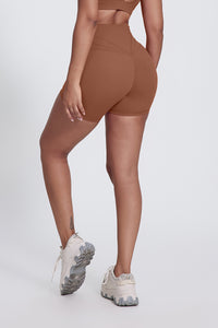 Women'S Stretch High-Waisted Peach Hip Yoga Shorts