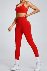 Women's Set:U-neck Cross Back Bra & High Waist Leggings