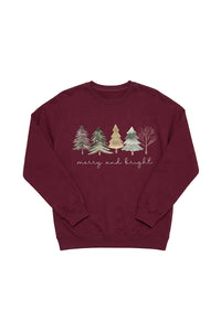 Women's Fall Christmas Tree Print Crew Neck Sweatshirt