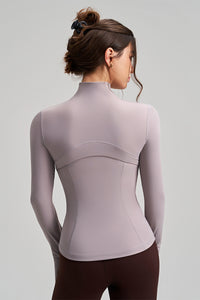 Women Slim-Fit High-Neck Finger-Loop Yoga Long Sleeve