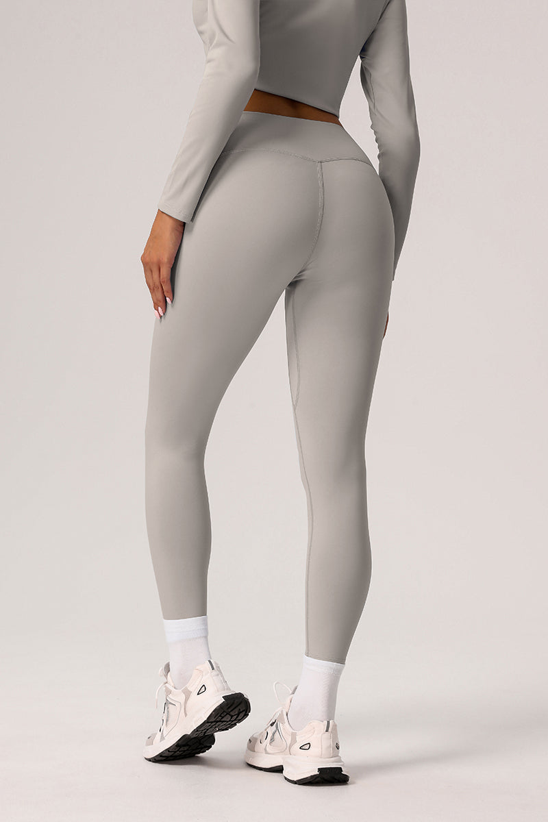 Women Solid Light Fleece Belly Controlling Sports Leggings