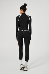 Women's Seamless Color-Block Jacket & Yoga Legging Two-Piece Set