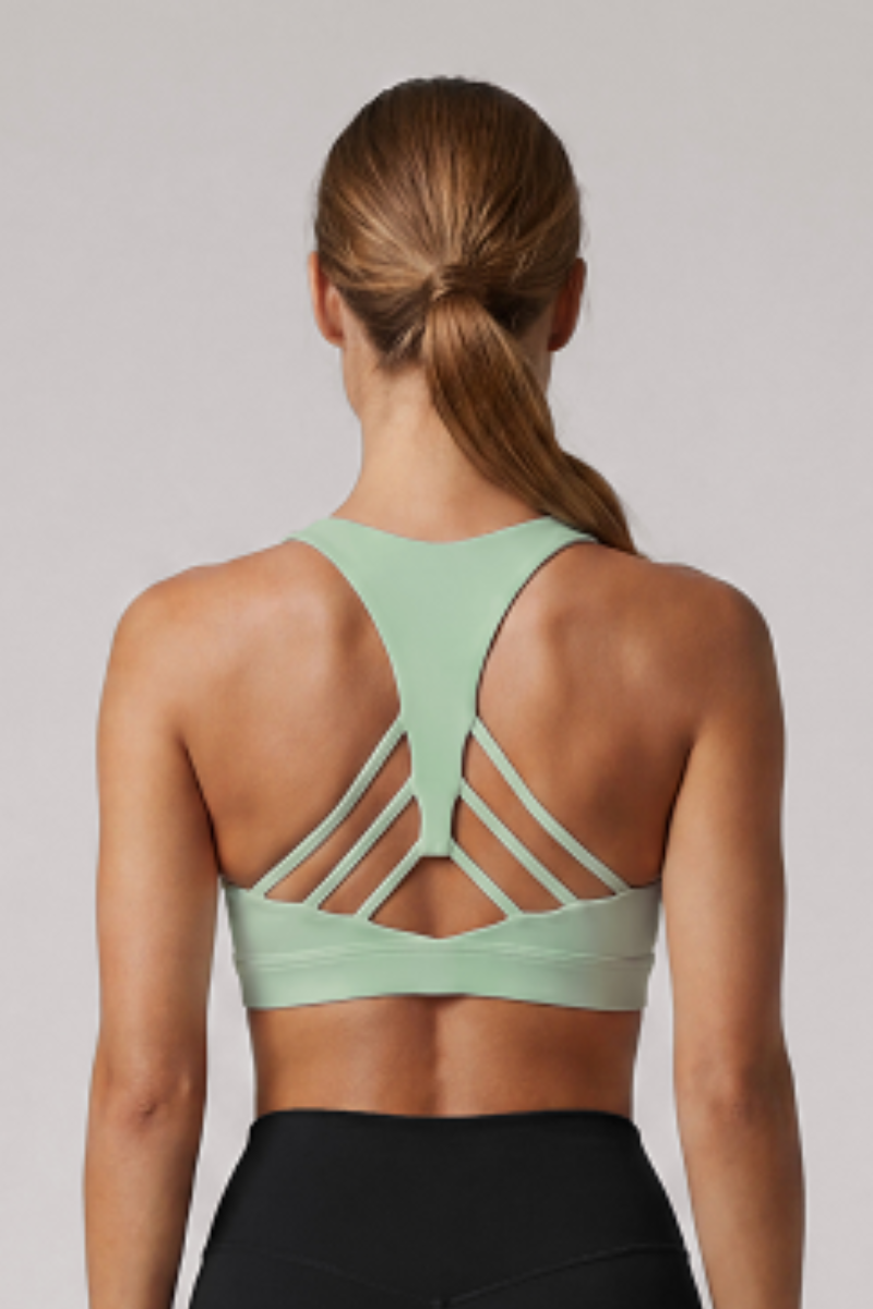 Women's Wide Strap U-neck Crisscross Back Sports Bra
