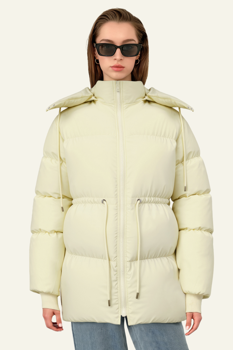 Women's Waist-Cinched Hooded Cotton Jacket