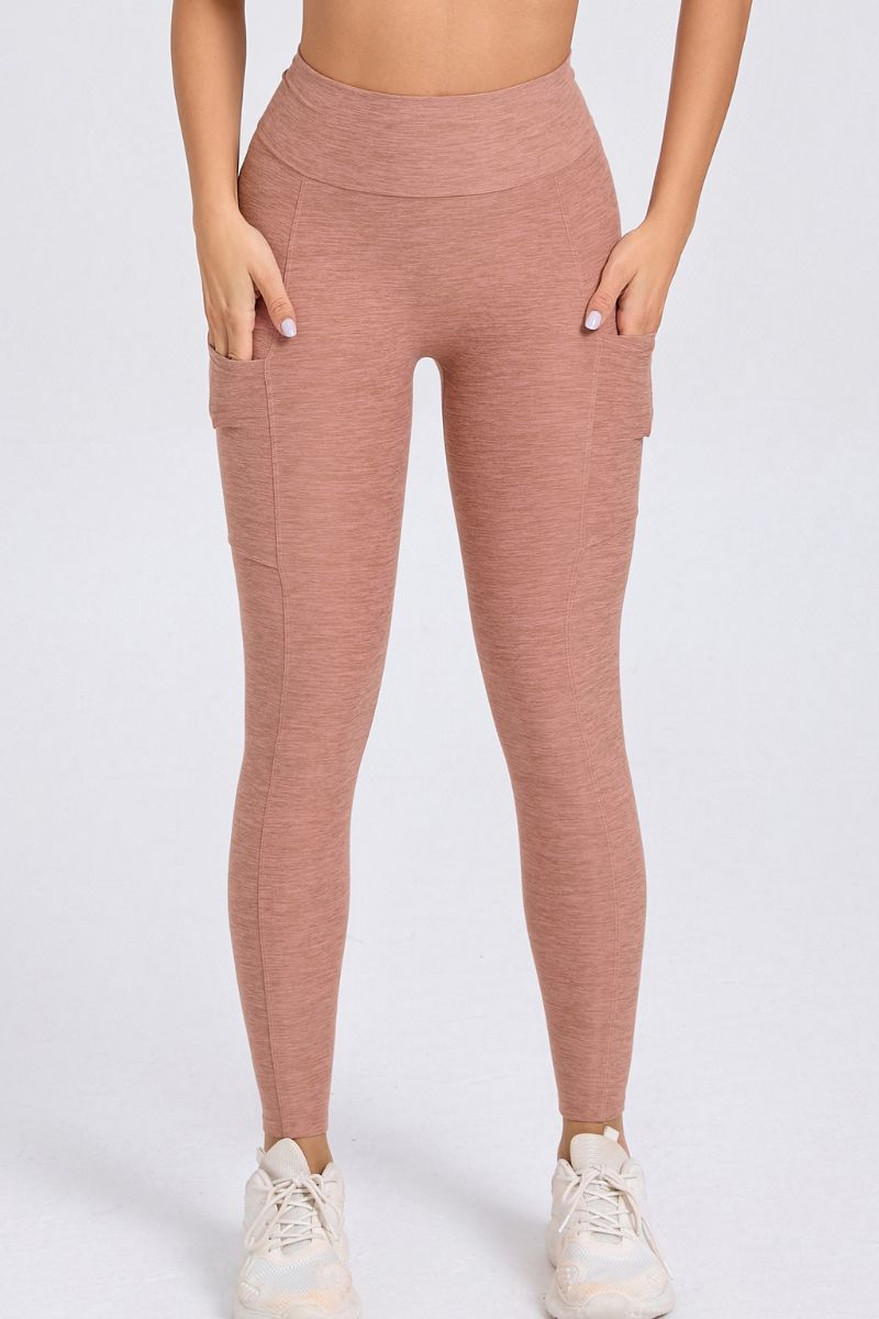 Women Pleated Skinny Hip V Waist Side Pockets No Embarrassment Line Fitness Exercise Yoga Pants