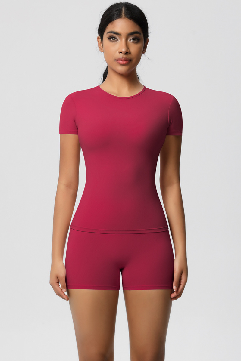 Women Yoga Set: Quick Dry Breathable Short Sleeve + Shorts