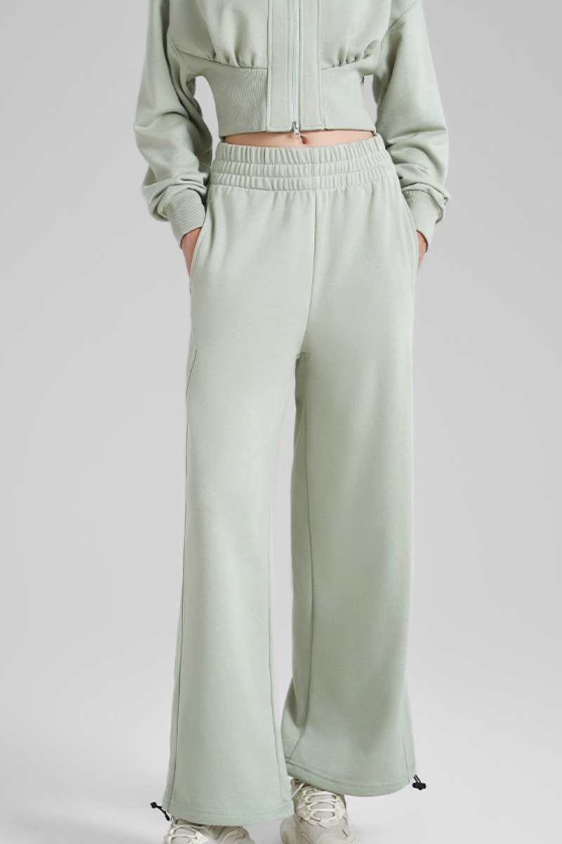 Women's Fall Elastic Waistband Drawstring Hem  Straight Leg Pants