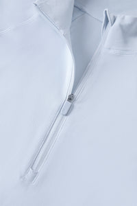 Women Stand Collar Half Zip Slim Fit Workout Long Sleeve Top