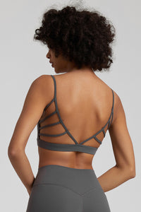 Solid Color Back Cut-Out Sports Bra