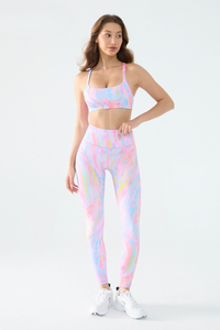Women's Colorful Print Sports Bra And High Rise Leggings Set