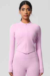 Women's round neck front zipper sports jacket
