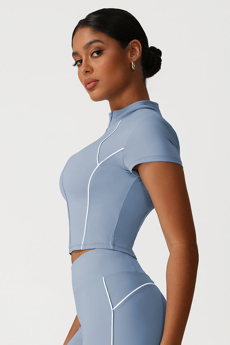 Women Slim Fit Stand Collar Athletic Jacket
