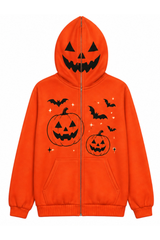 Unisex Halloween Multi Pattern Print Zip Up Hoodie