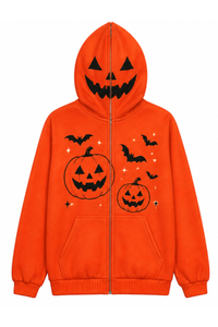 Unisex Halloween Multi Pattern Print Zip Up Hoodie