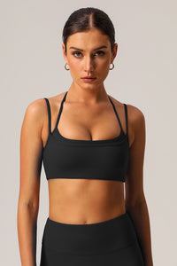 Women High Elastic Thin Strap Halter Neck Fitness Running Sports Bra