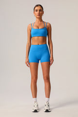 2 Pcs Set High Elastic Thin Strap Halter Neck Fitness Running Sports Bra + Push-Up Shorts