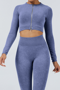 Women Fitness Athletic Full Zipper Cropped Jacket