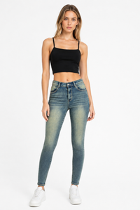 Women's Vintage Wash Stretch High Waist Skinny Jeans