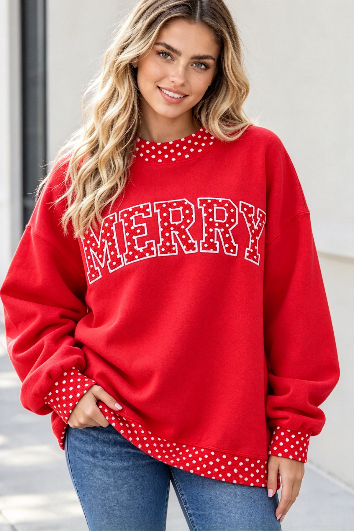 Women's Fall Letter Appliqué Embroidery Mockneck Sweatshirt