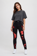 Women's Unique High Waist Distressed Skinny Jeans