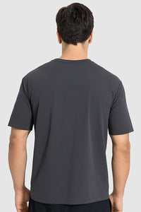 Men Round Neck Plain Breathable Loose Casual Sport Quick-Dry Short Sleeve T-Shirt