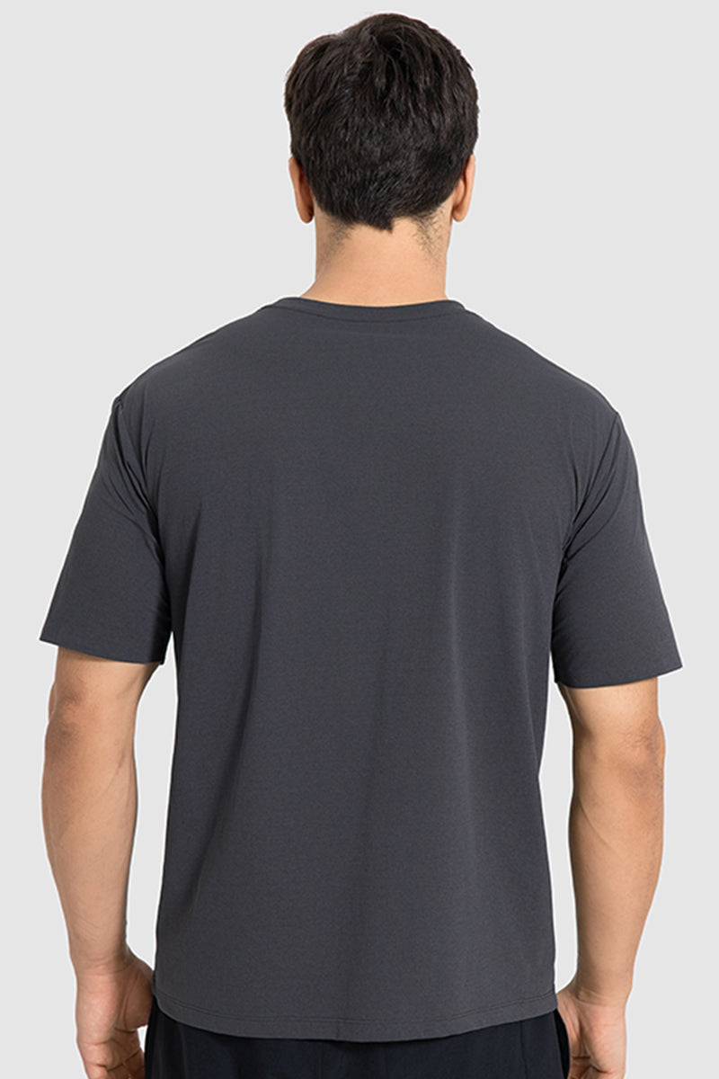 Men Round Neck Plain Breathable Loose Casual Sport Quick-Dry Short Sleeve T-Shirt