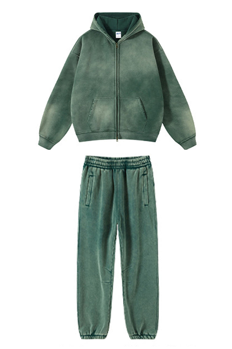 Unisex Fleece Zip-Up Hoodie Set: Pullover + Sweatpants