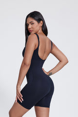 Women'S High-Elastic Skinny Square-Necked Backless Suspender Nude Fitness Bodysuit