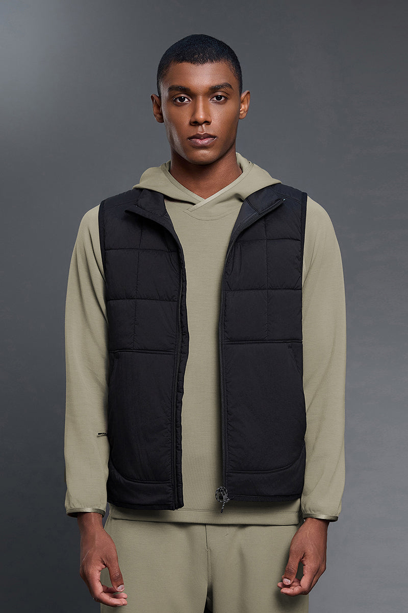 Men Lightweight Windproof Quilted Stand Collar Vest Jacket