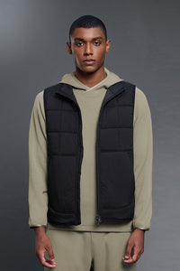 Men Lightweight Windproof Quilted Stand Collar Vest Jacket