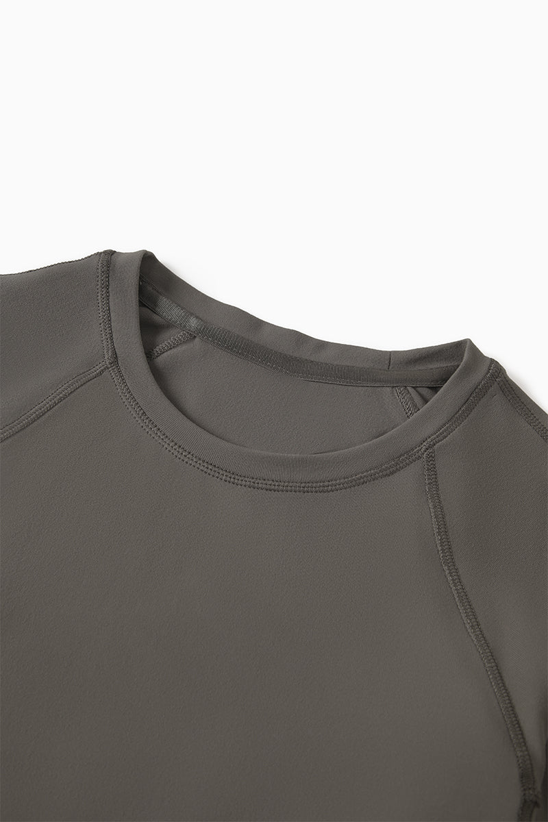 Women Round Neck Slim Fit Long Sleeve Workout Top