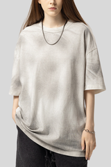 Unisex Washed Cotton Gradient Vintage Tee - Oversized Retro