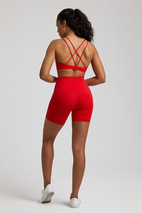 Spaghetti Strap Back Cross Bra + Sports Leggings 2-Piece Set